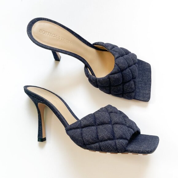 Bottega Veneta Matelasse Quilted Denim Mule Sandals Indigo Size EU 39 US 9 NEW - Picture 7 of 12